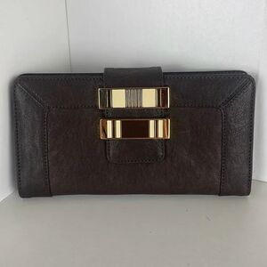 Chocolate Brown Wallet Gold Enameled Hardware